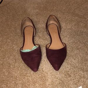 Burgundy colored suede shoes